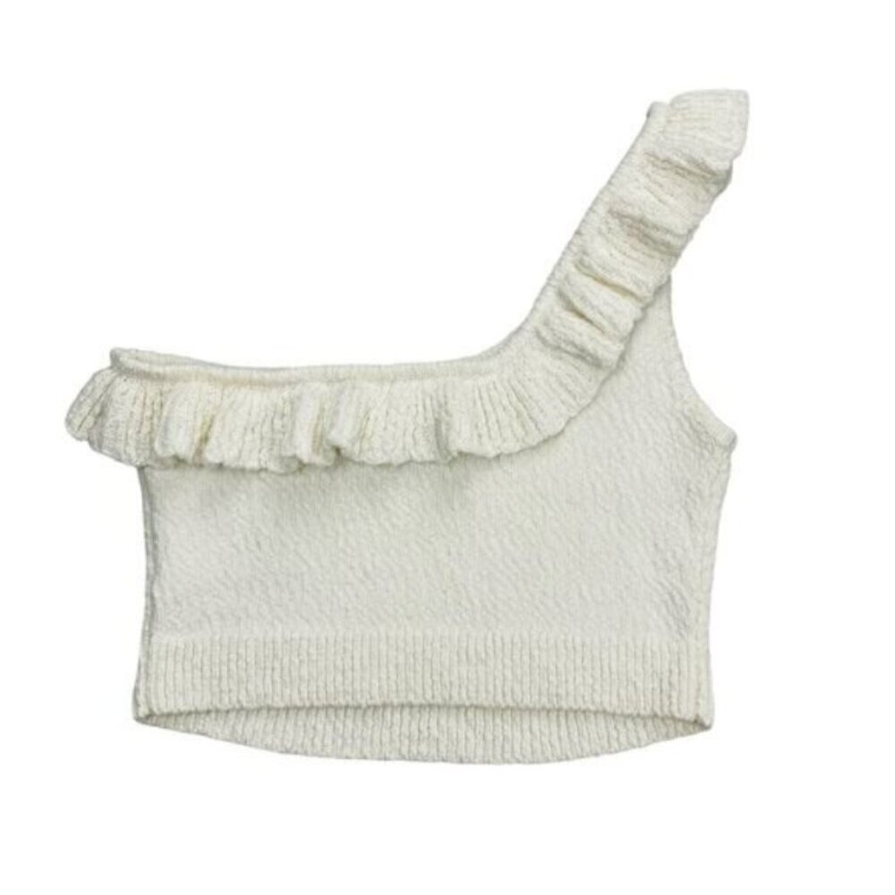 URBAN OUTFITTERS Molly Ruffle Crop Top Medium Ivory - Picture 4 of 6